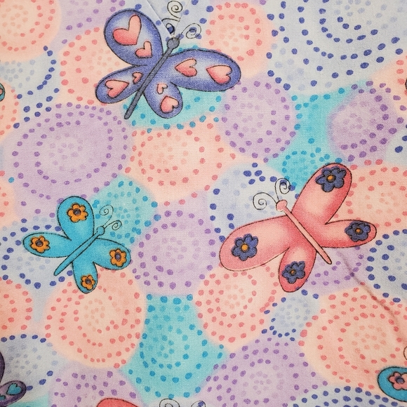 Scrub H.Q. Butterfly V-neck Print Scrub Top Size M - Picture 5 of 11